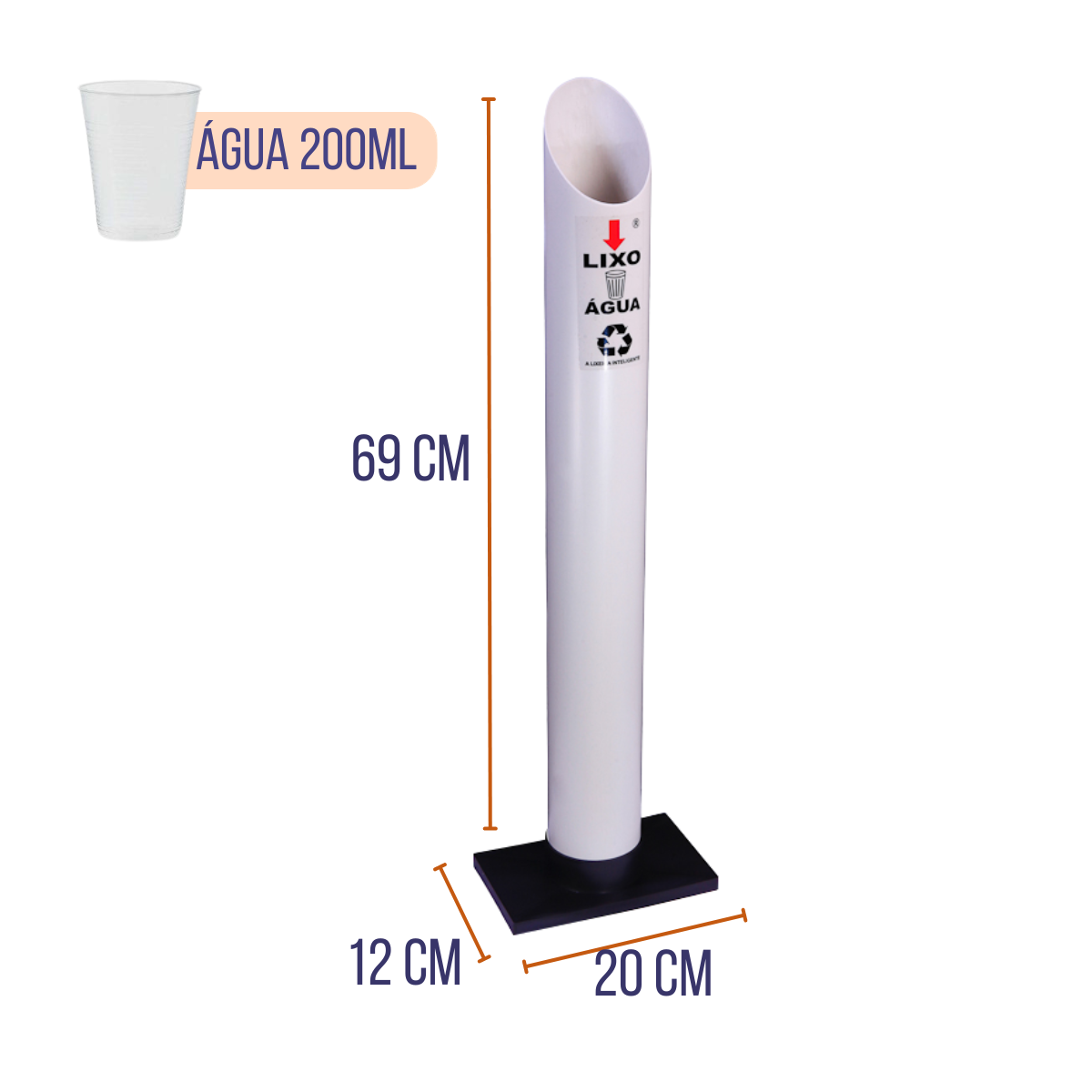 Kit 4 Coletores Individuais Água PVC + 1 Dispenser Redondo 200ml + 1 Dispenser Redondo 400ml + 1 Dispenser Redondo 50ml