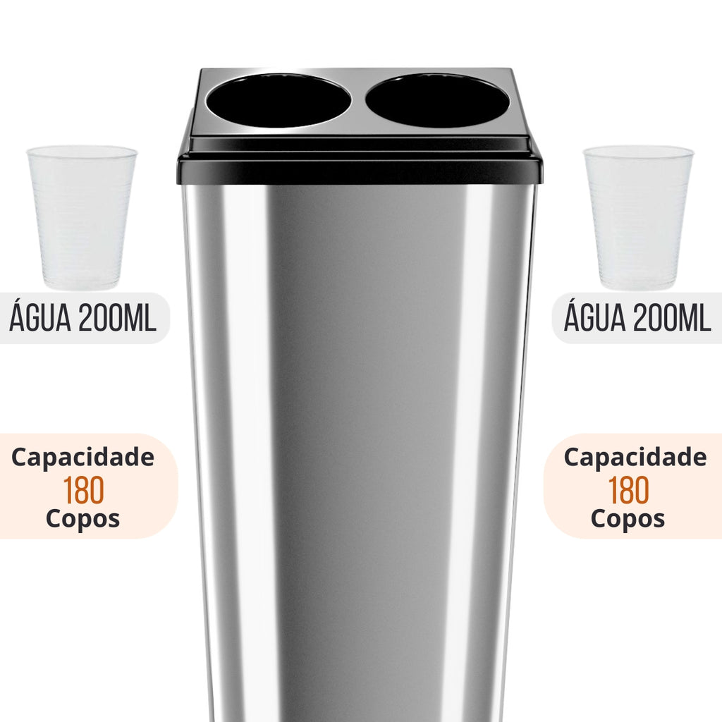 Coletor Copo Descartável Conjugado Inox Água 200ml