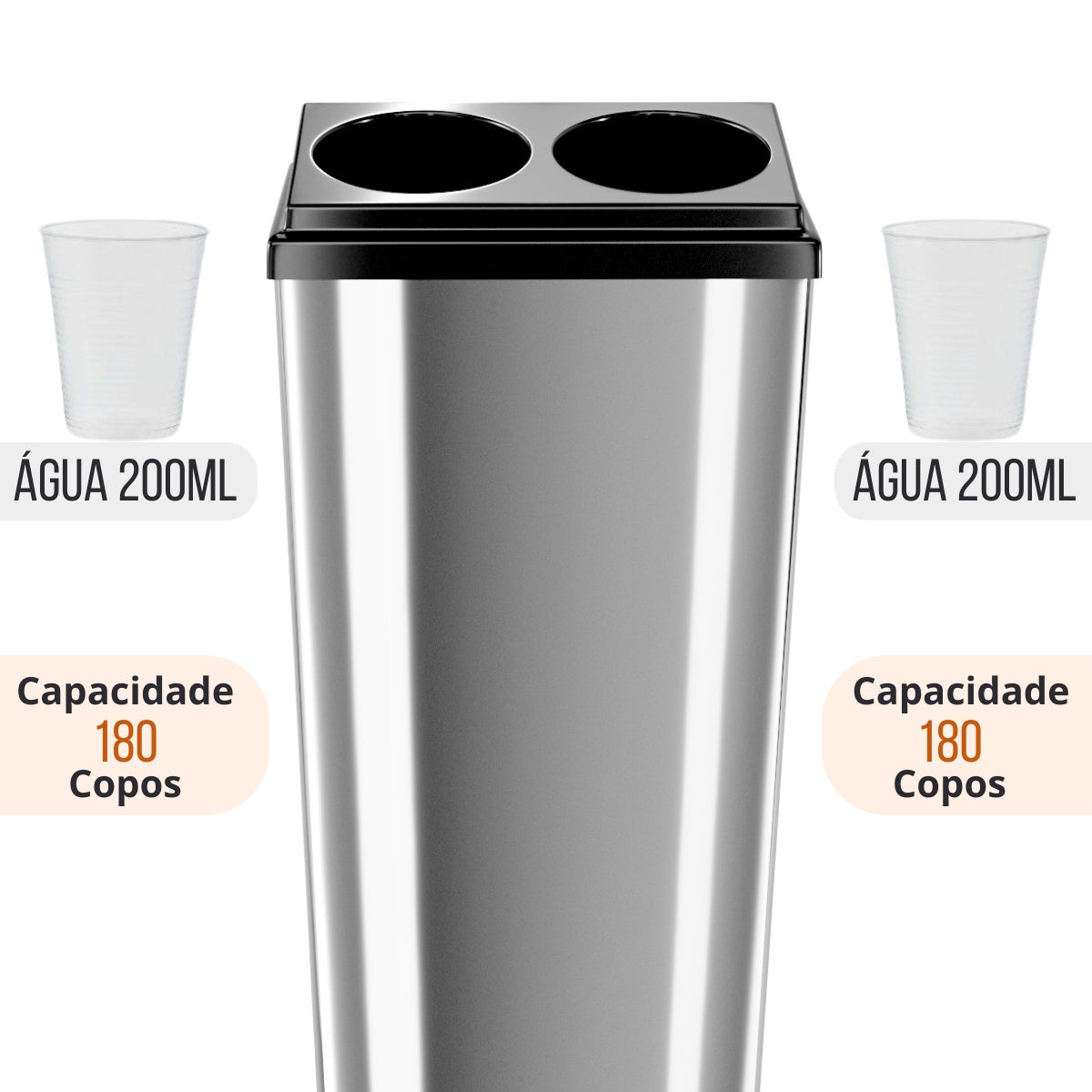 Coletor Copo Descartável Conjugado Inox Água 200ml