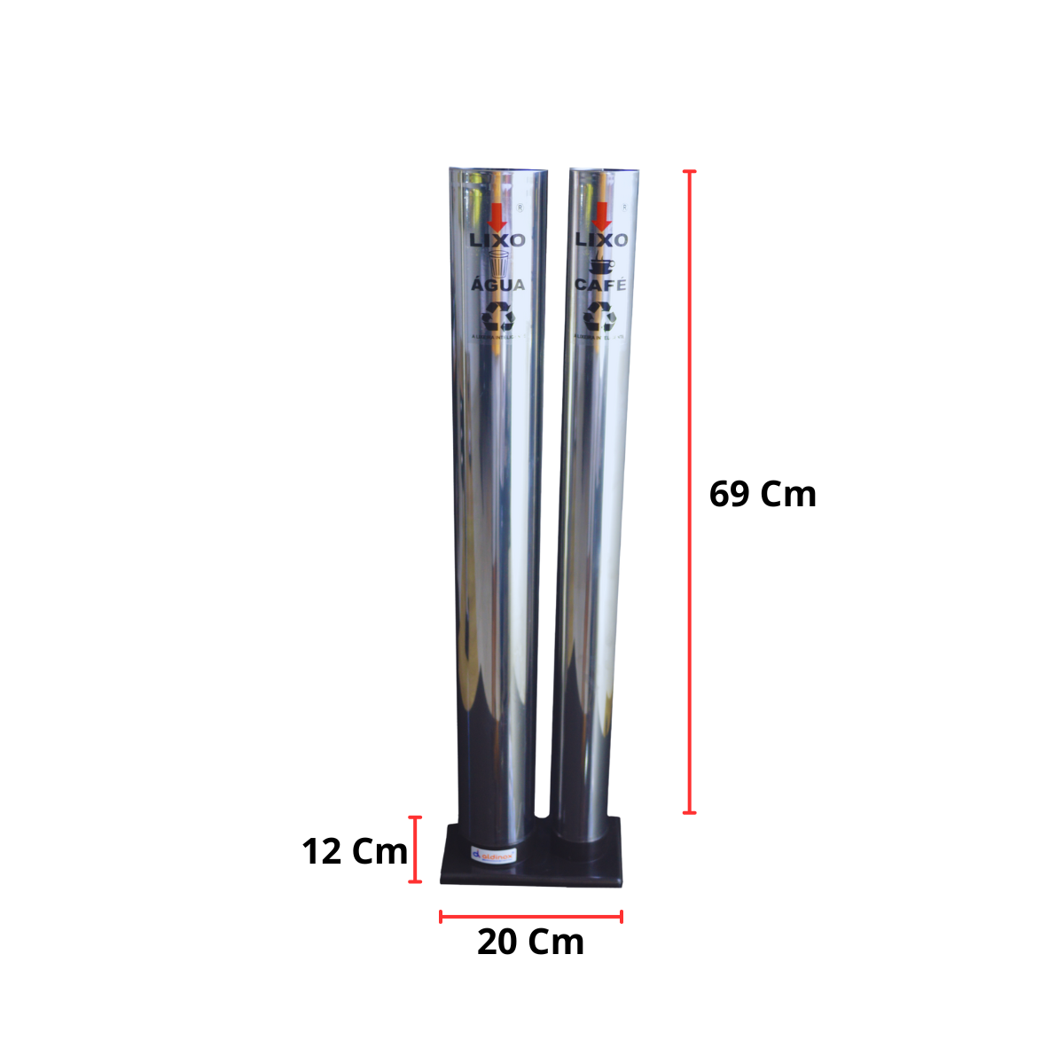 Kit Dispenser Redondo Inox Água 200ML + Café 50ML + Coletor Inox Duplo Água e Café