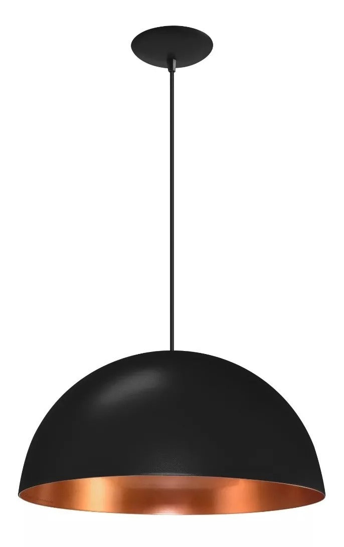 Pendente Meia Bola Preto Com Cobre