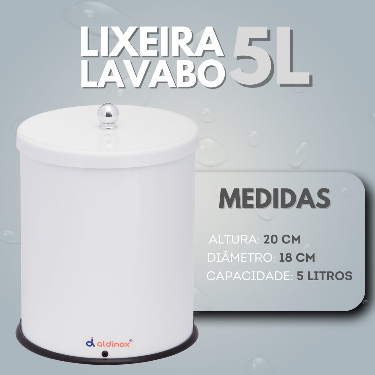 Lixeira Lavabo 5L Esmaltada Tampa Plástica