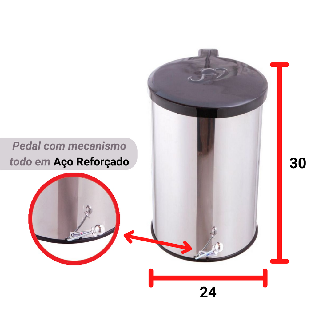 Lixeira Redonda C/ Pedal Esférico 15L