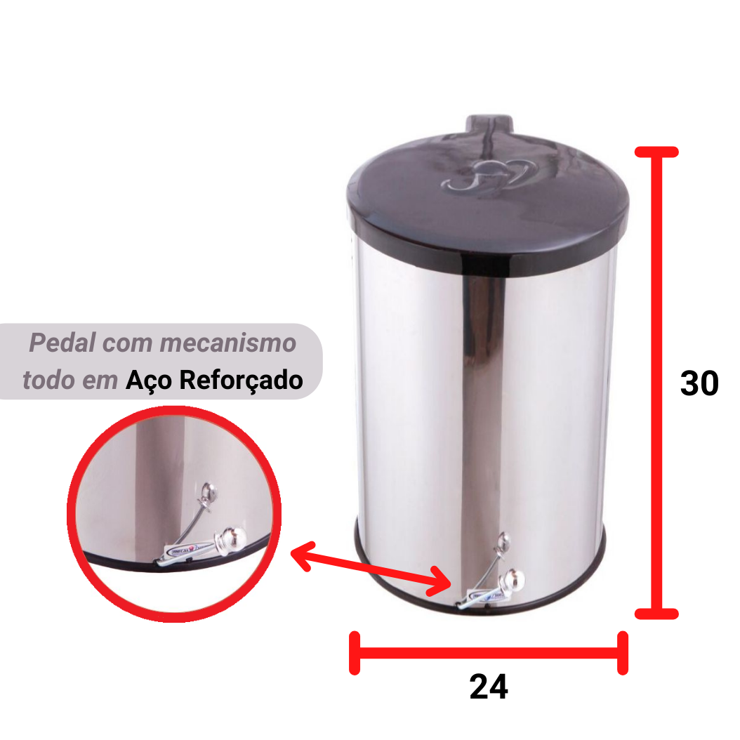 Lixeira Redonda C/ Pedal Esférico 15L