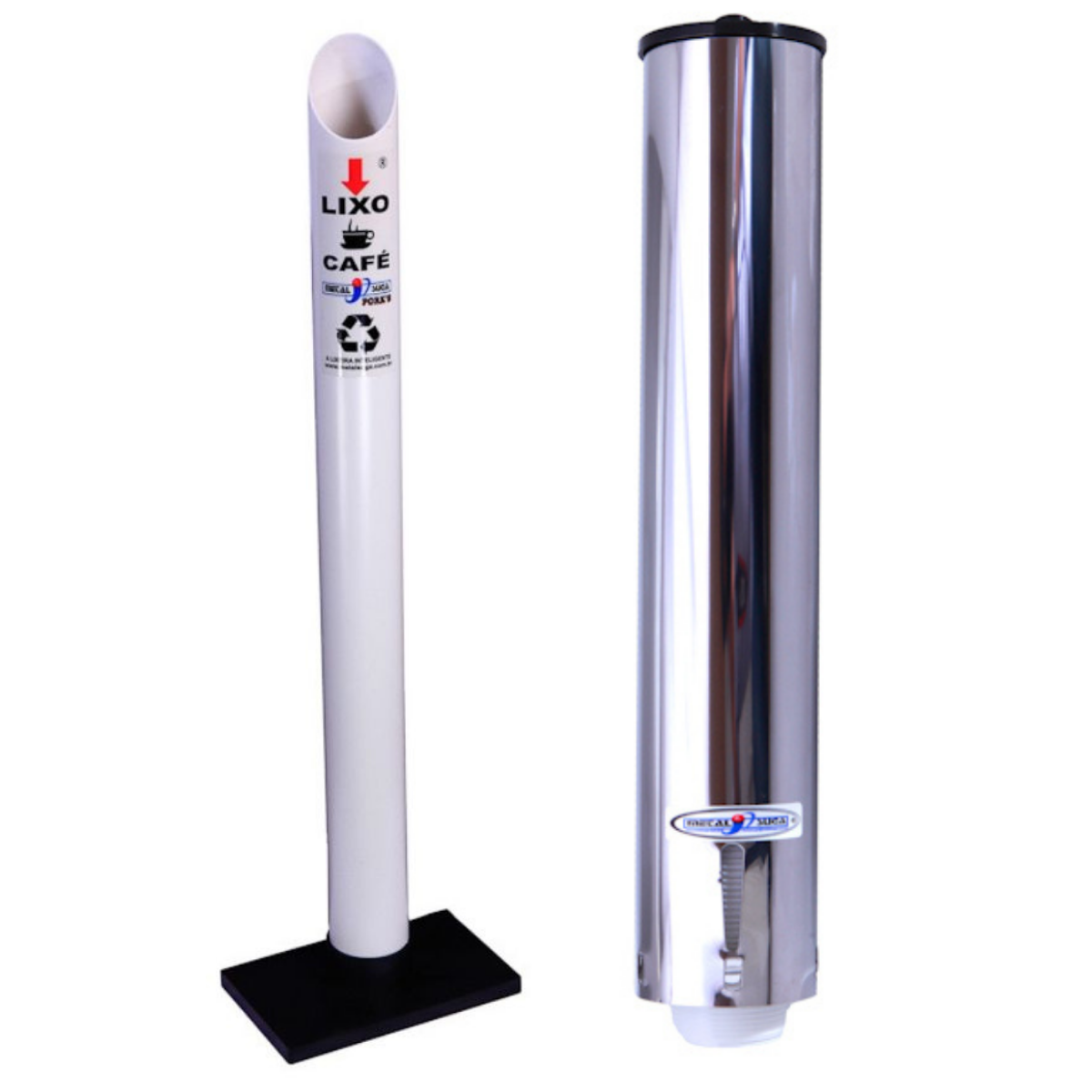 Kit Coletor Individual Café PVC Dispenser Redondo 50ml Inox