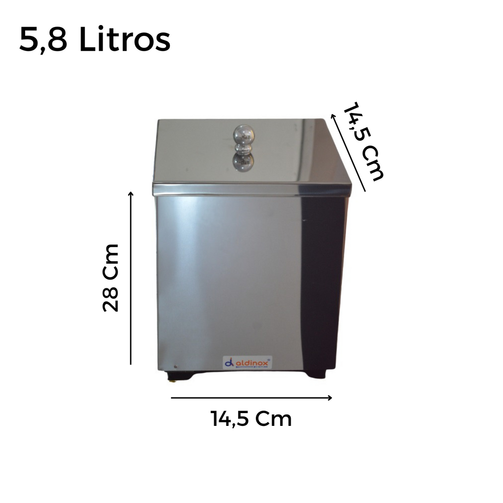Lixeira Lavabo Quadrada 14,5x14,5x28 - 5,8 Litros