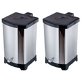 Kit 2 Lixeiras Quadradas C/ Pedal Esfera 20L Inox