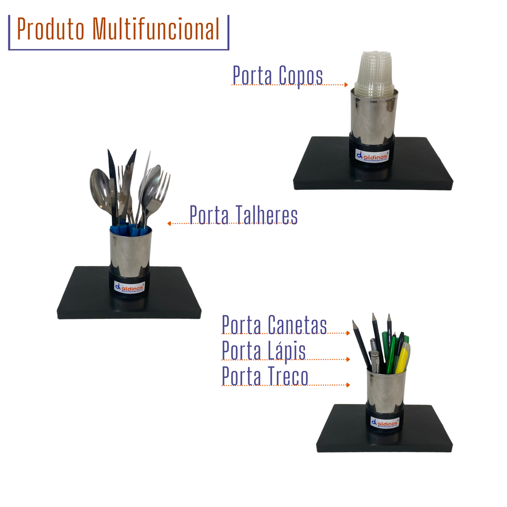 Porta Copo / Caneta / Treco CF PP Inox MSP 816