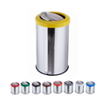 Lixeira Redonda Flip Top Aro Plástico Miolo Inox 30L
