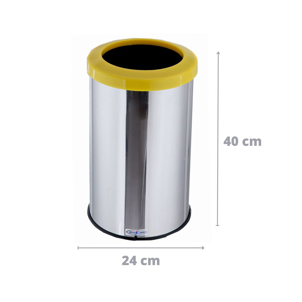 LIXEIRA INOX COM ARO PLASTICO CORES 24X40 20L MSP 601