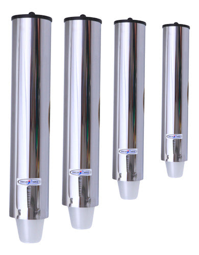 Kit Dispenser Porta Copos Descartável Inox 200/300/400/500ml