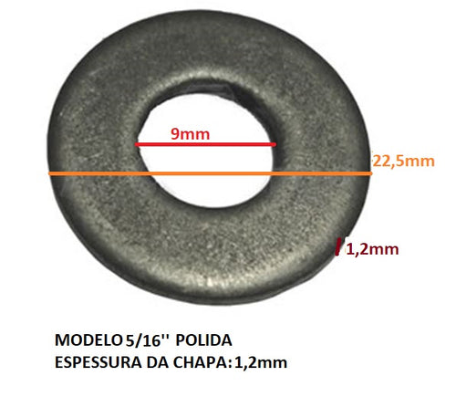 Arruela Polida 5/16" - 100 Peças
