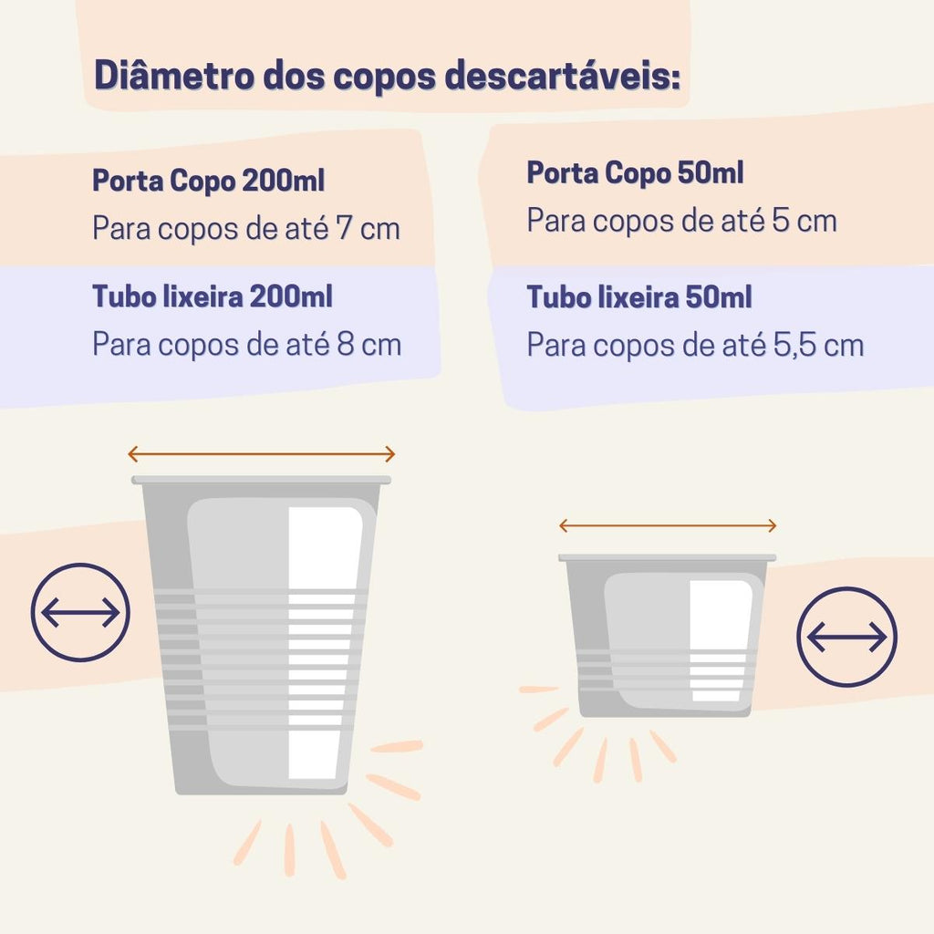 Kit 1 Coletor Duplo Água/Café PVC + 1 Dispenser Redondo 200ml Inox + 1 Dispenser Redondo 50ml Inox