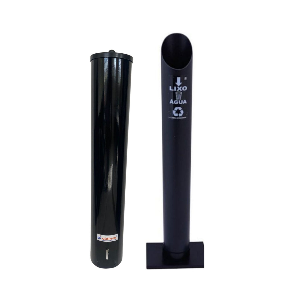 Kit 1 Dispenser Esmaltado Preto Água 200ML + 1 Coletor Individual Água 200ml