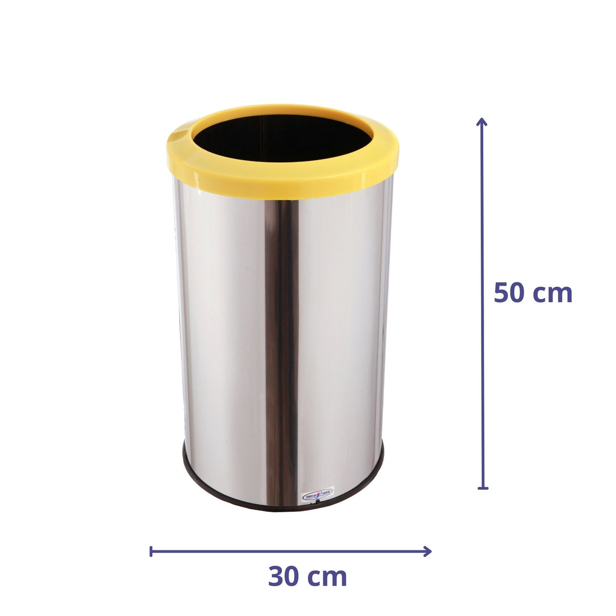 LIXEIRA INOX COM ARO PLASTICO CORES 30x50 35L MSP 606