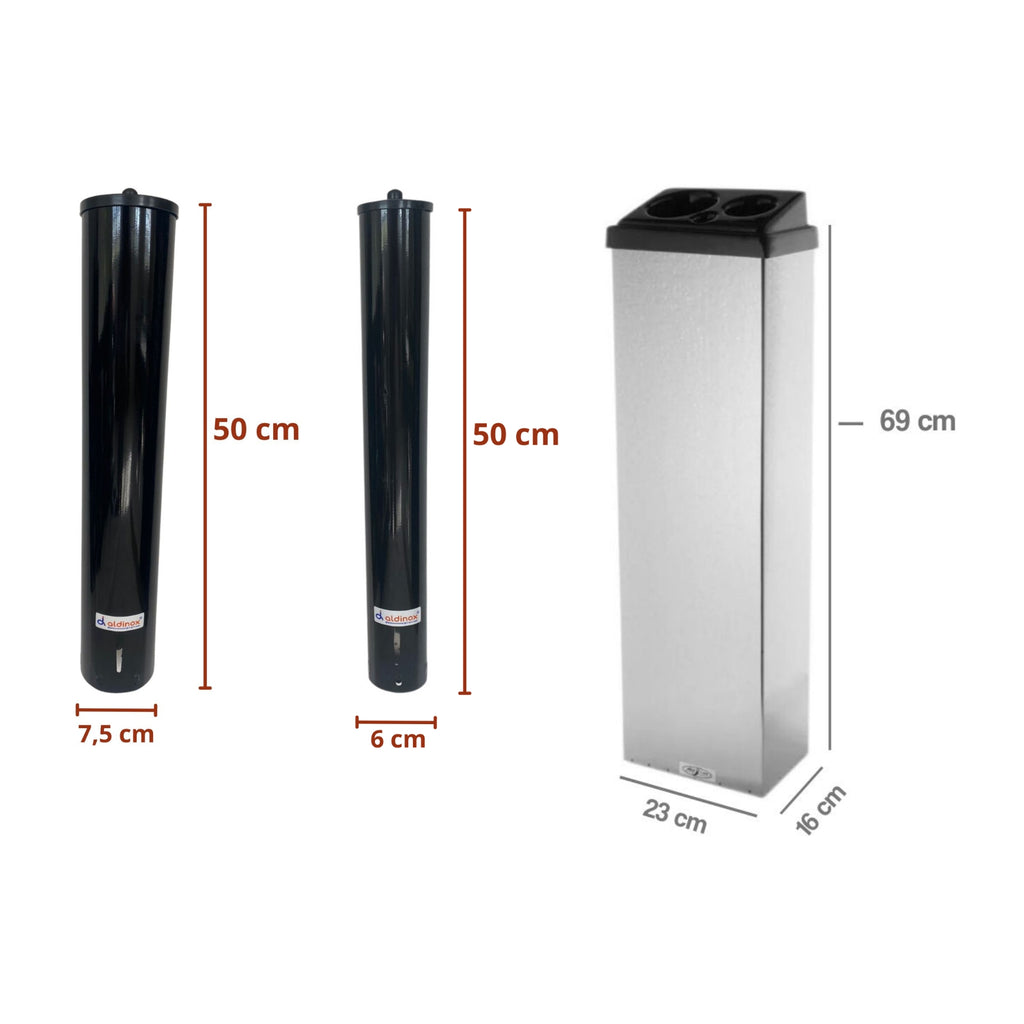 Kit 1 Coletor Conjugado Água e Café + 1 Dispenser Esmaltado Preto 200ML + 1 Dispenser 50ML