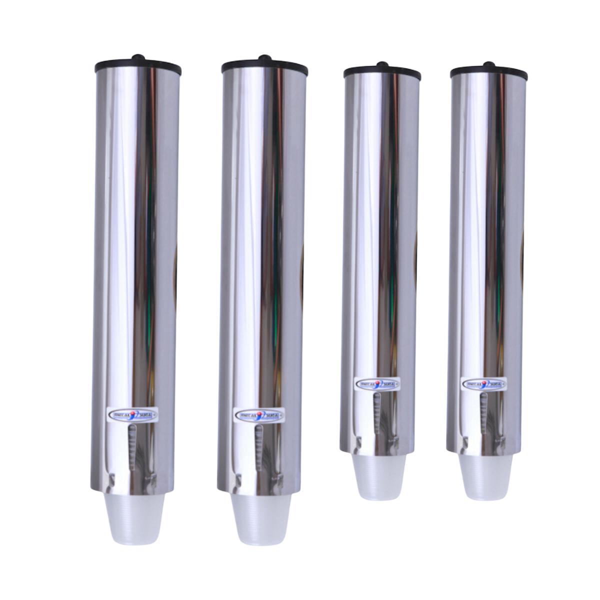 Kit Dispenser Porta Copos Descartável Inox 2 200/300/500ML