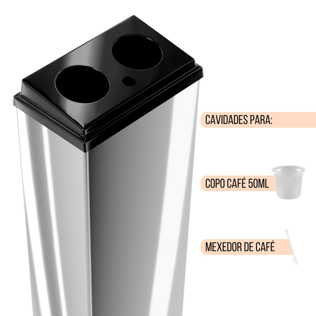Coletor Copo Descartável Conjugado Inox Café 50ml