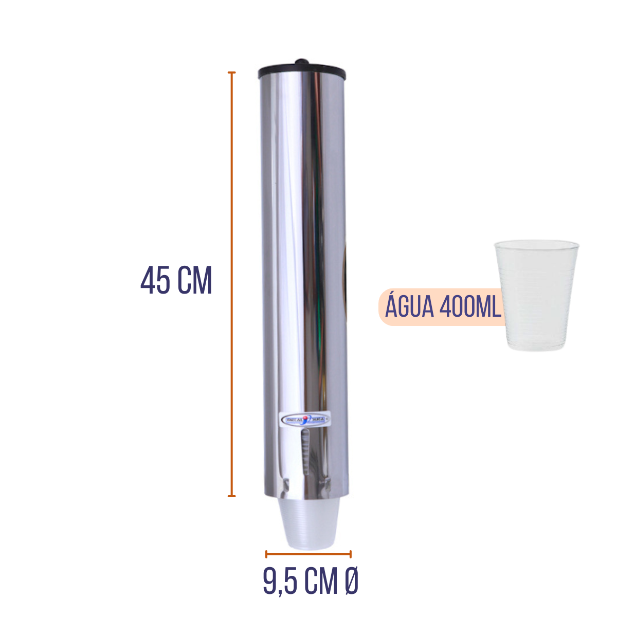 Kit 2 Dispenser Redondo Inox Água 400ML