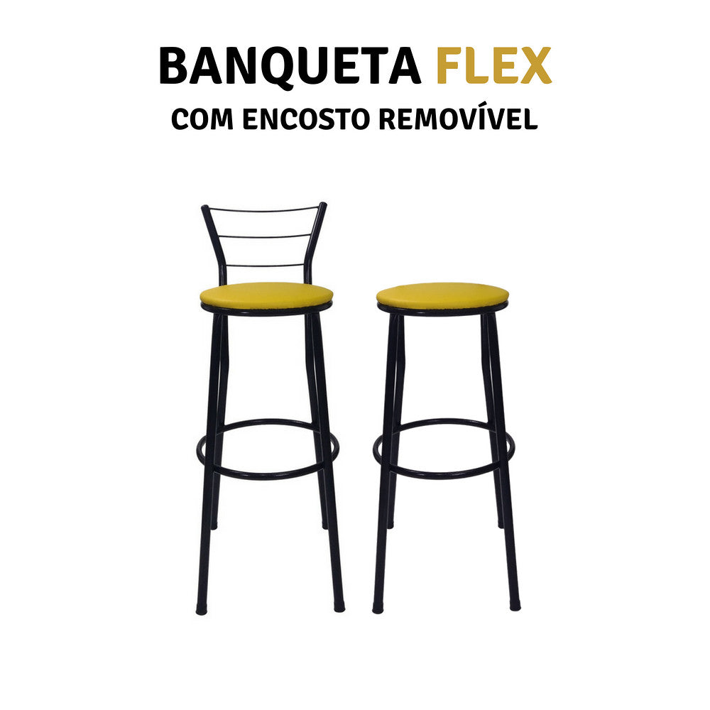 Banqueta Alta Flex Encosto 3 Ferrinhos