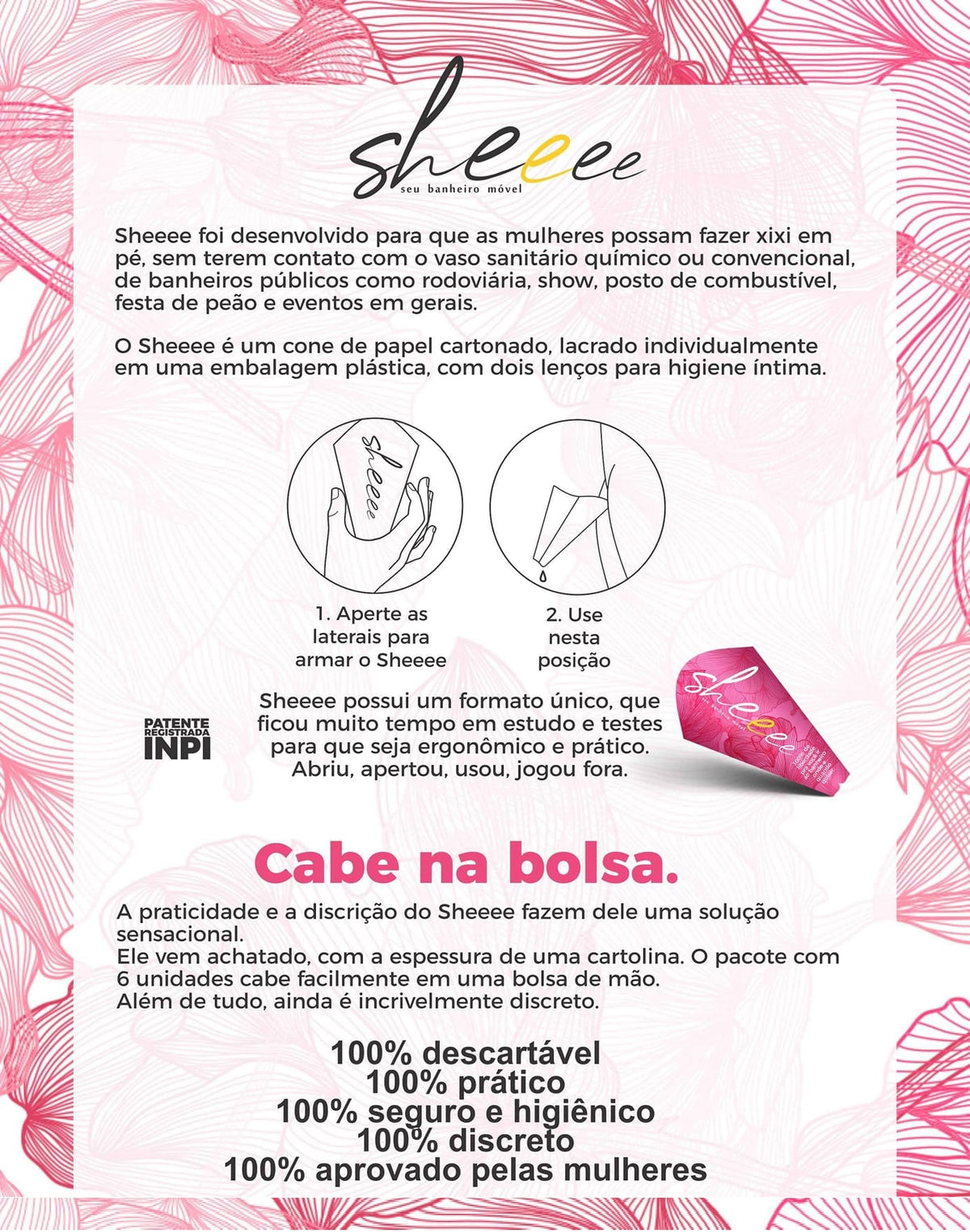 Sheeee Cone Urinário Descartável - 30 Unidades