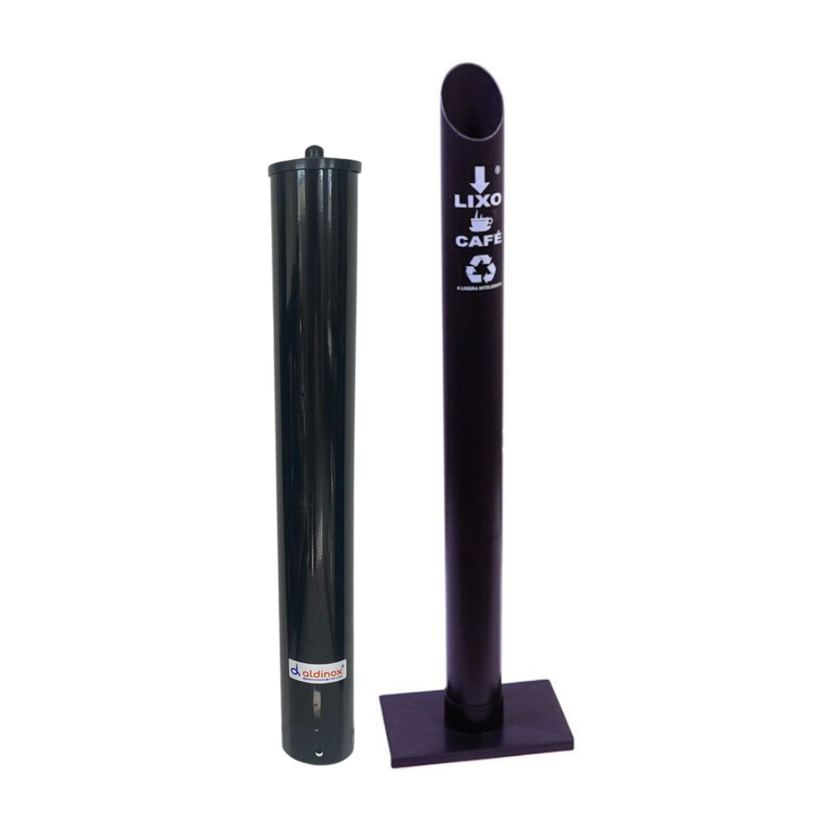 Kit 1 Dispenser Esmaltado Preto Café 50ML + 1 Coletor Individual Café 50ml