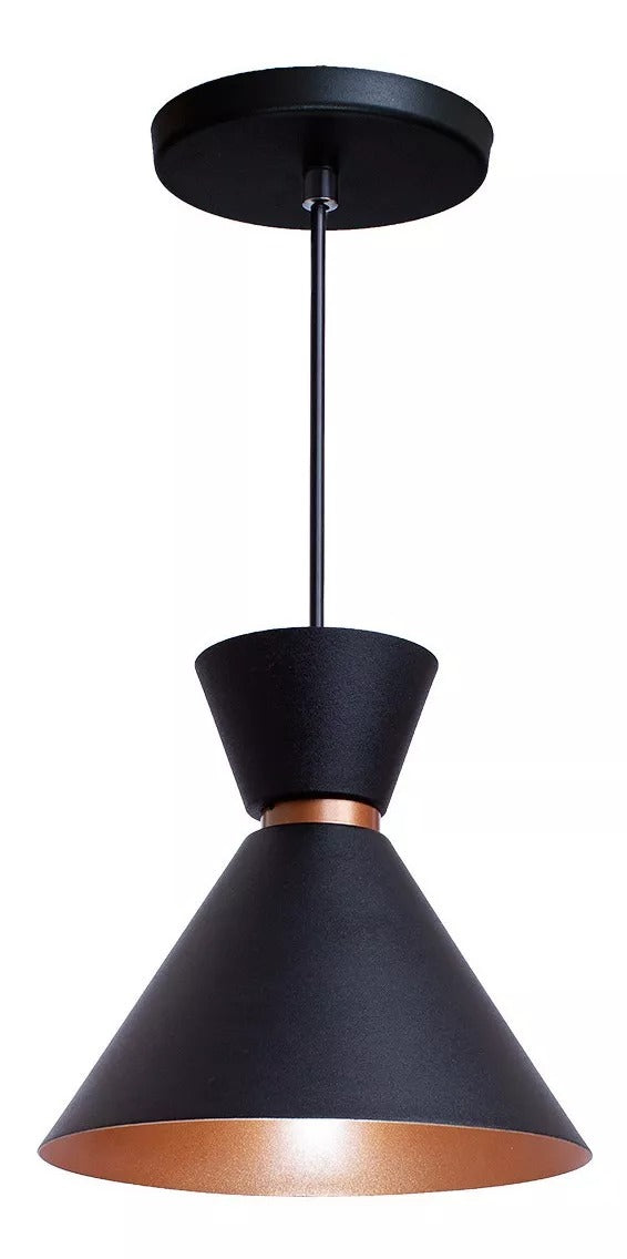Pendente Mini Berlim Preto Com Cobre