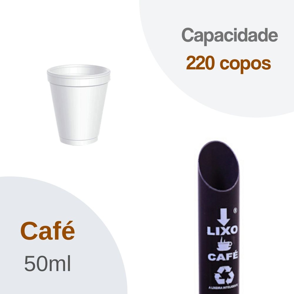 Kit 1 Dispenser Esmaltado Preto Café 50ML + 1 Coletor Individual Café 50ml