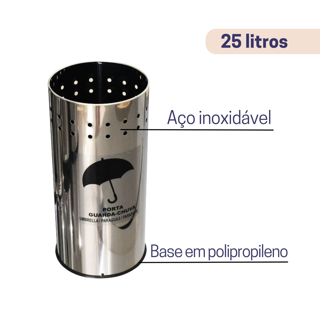 Porta Guarda Chuvas 25L Inox