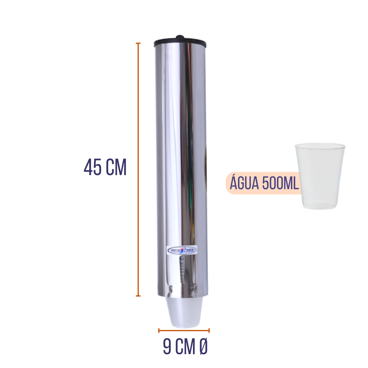 Kit Dispenser Porta Copos Descartável Inox 200/500/700ML
