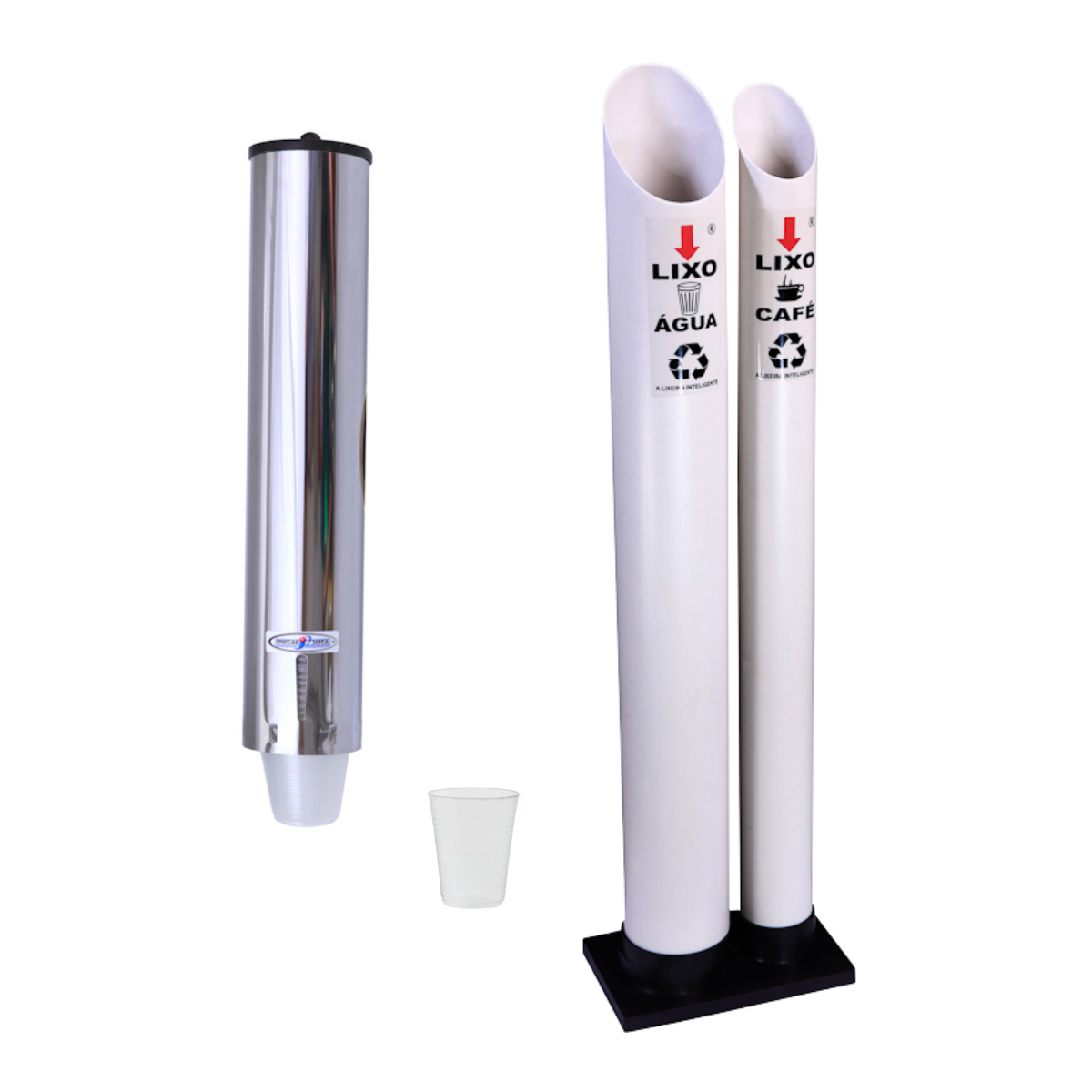 Kit 1 Coletor Duplo Água Café + 1 Dispenser Inox Água 200ML