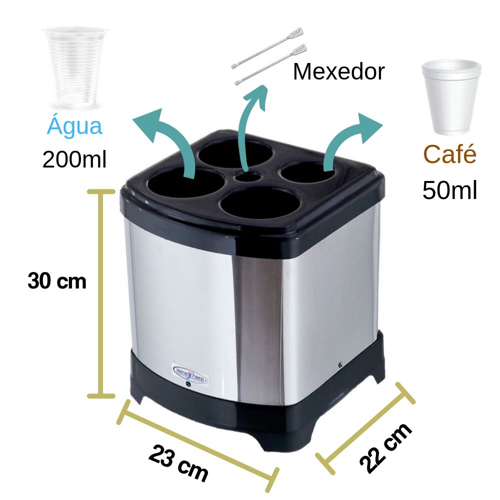 Coletor Copo Descartável Quadrado 15L