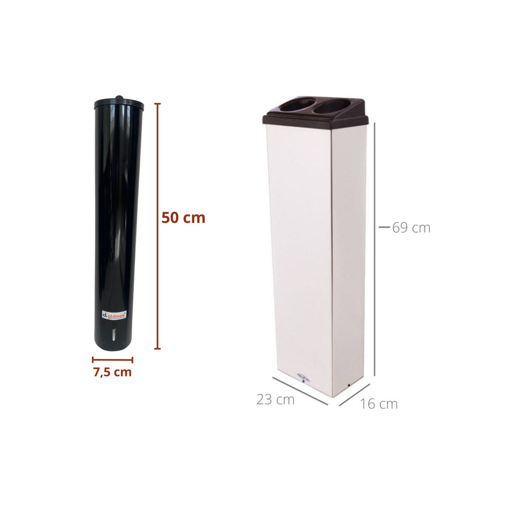 Kit 1 Coletor Conjugado Água + 1 Dispenser Esmaltado Preto 200ML