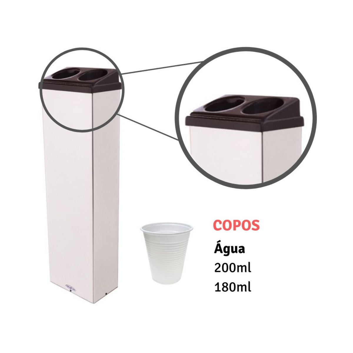 Kit 1 Coletor Conjugado Água + 1 Dispenser Esmaltado Preto 200ML
