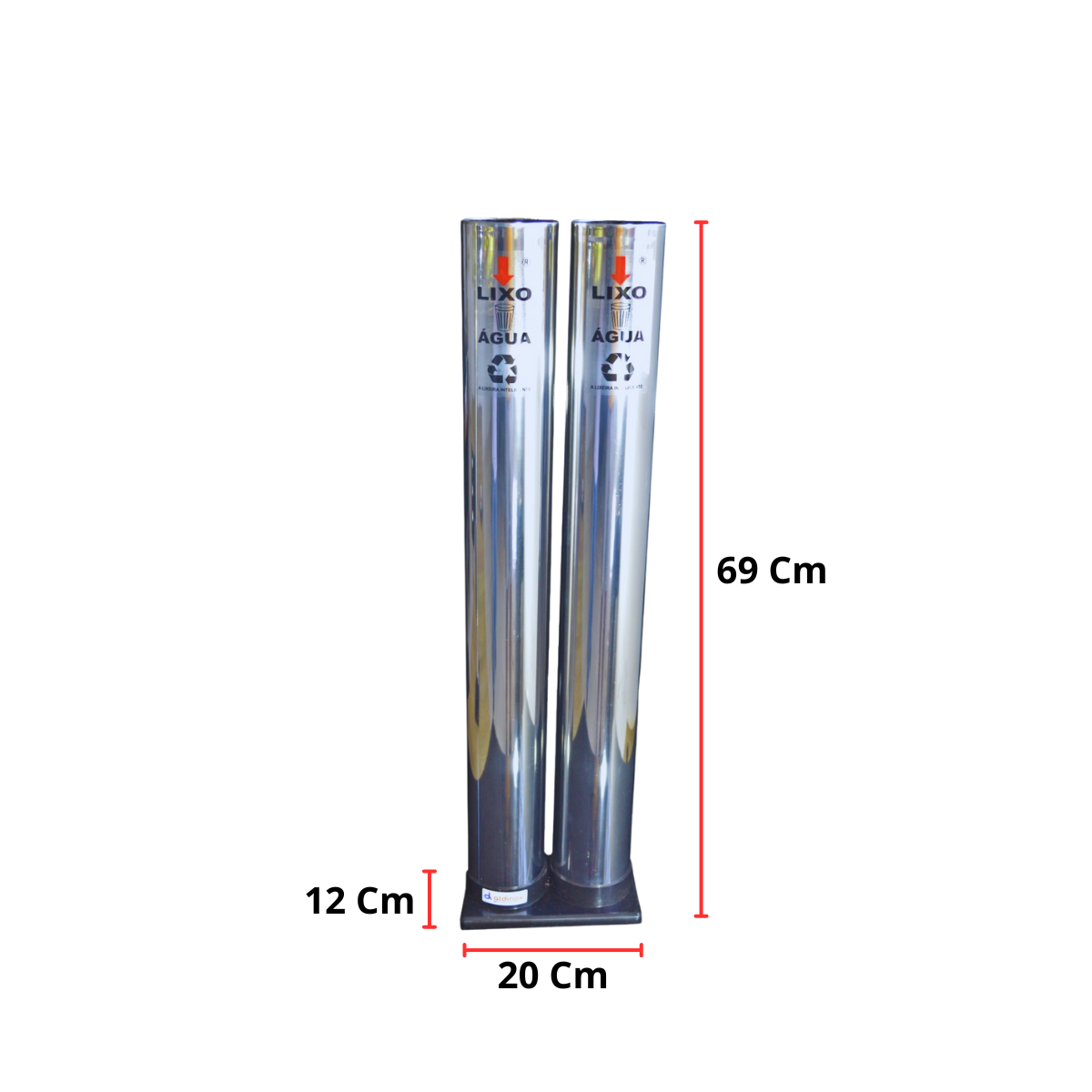 Kit Dispenser Redondo Inox Água 200ML + Coletor Inox Duplo Água