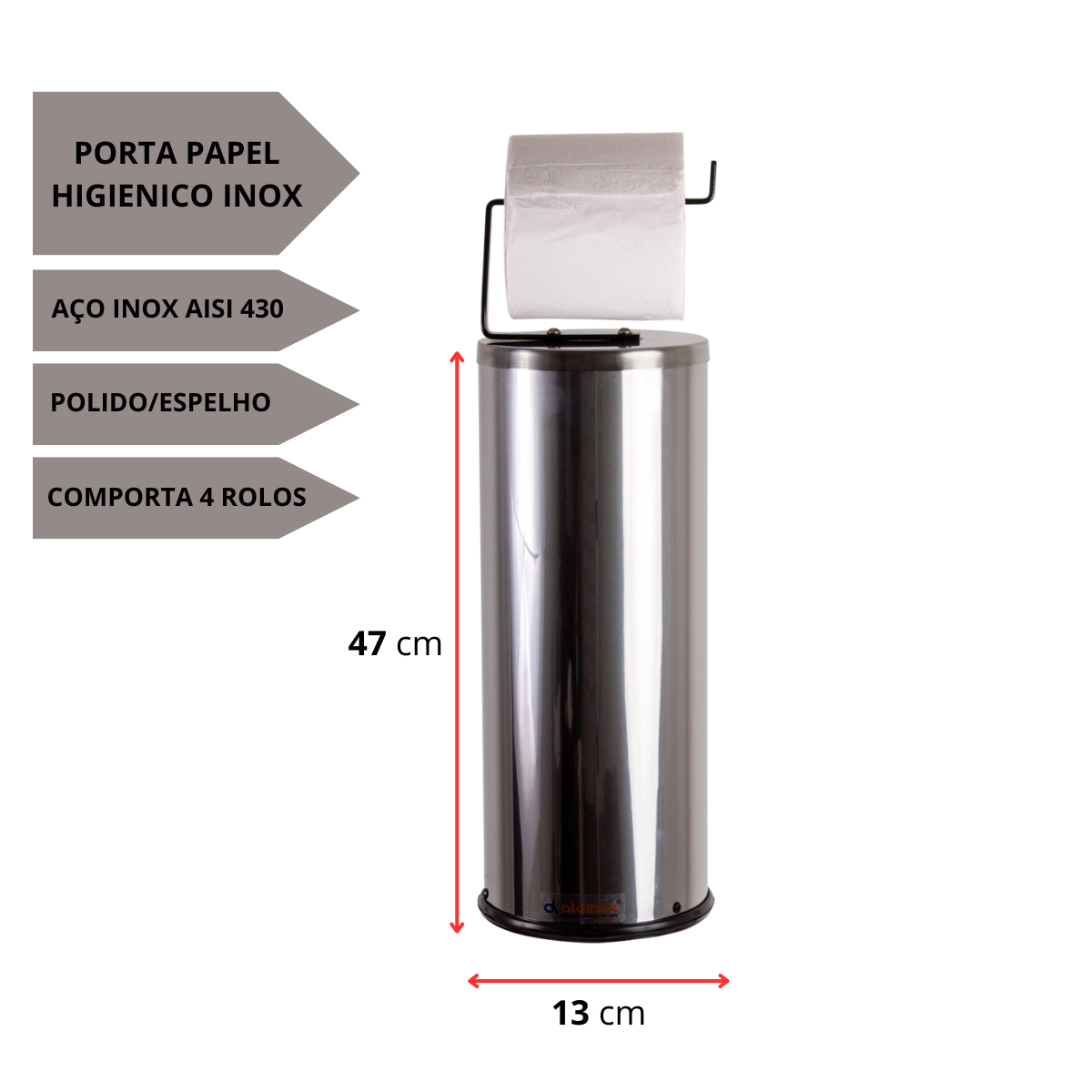 Porta Papel Higiênico Inox 4 R/L