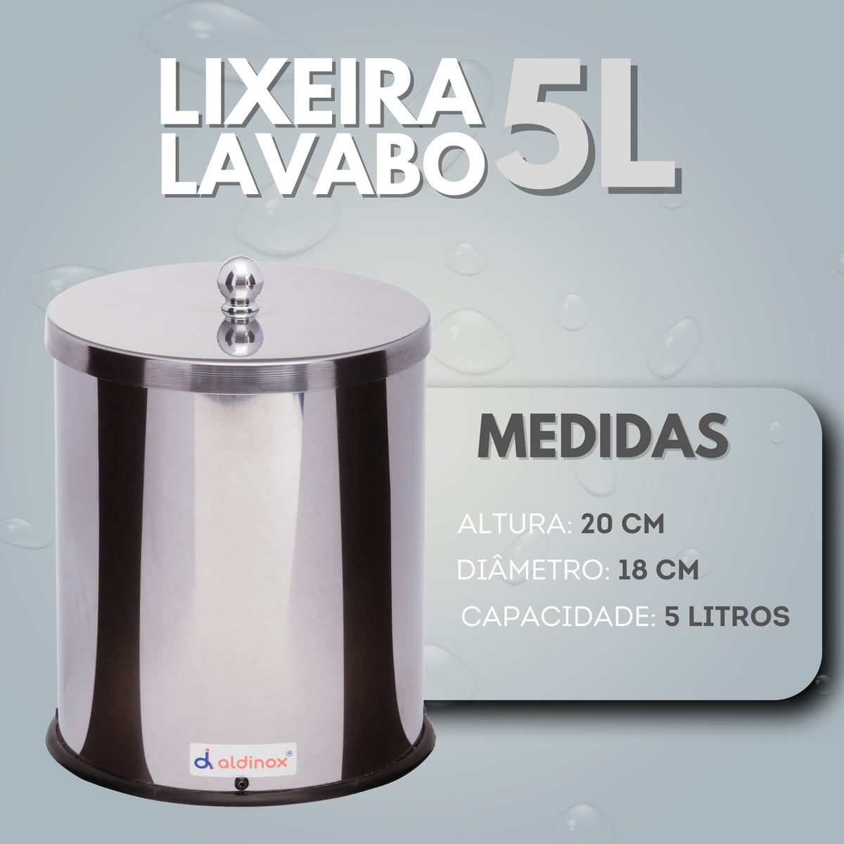 Lixeira Lavabo 5L Inox