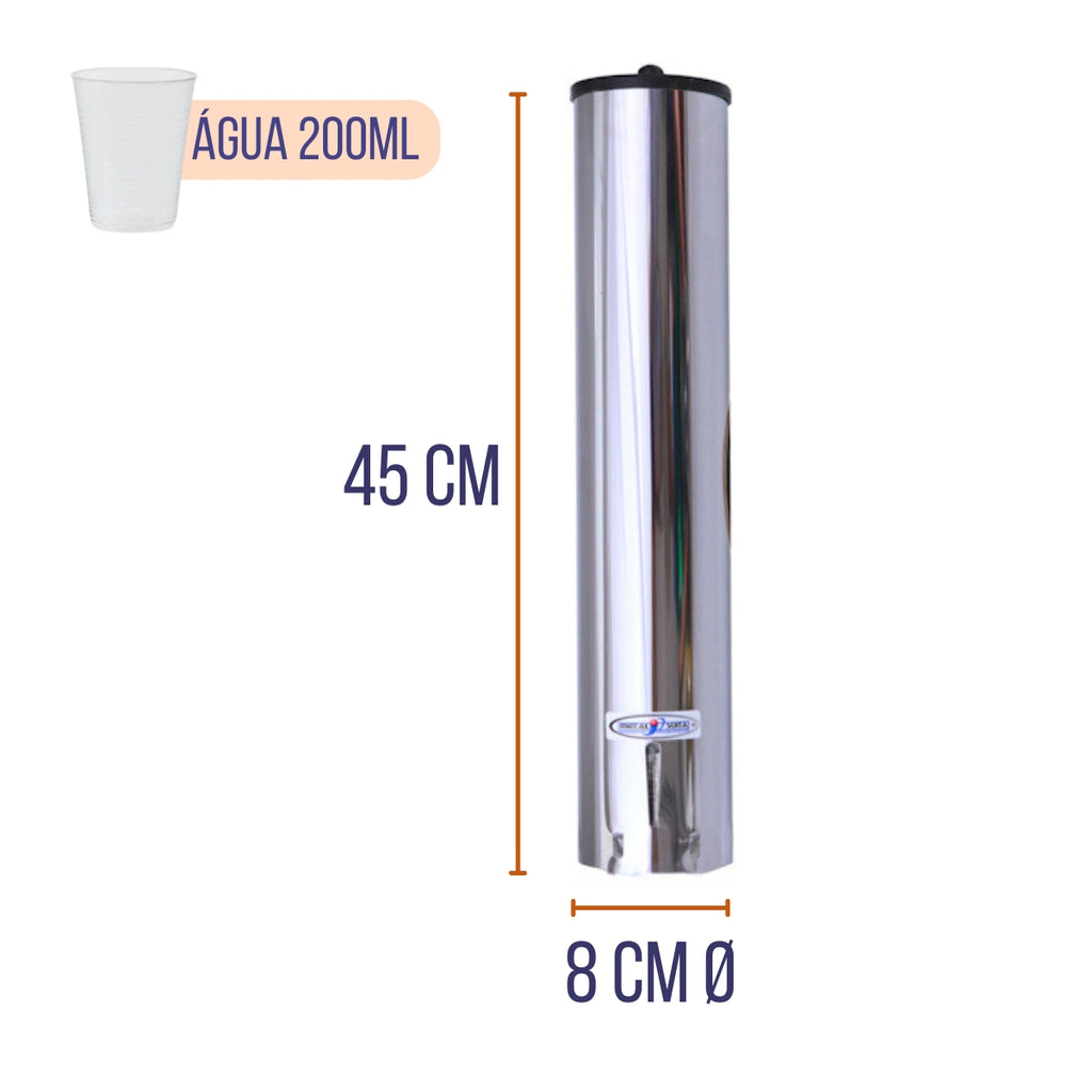 Kit Dispenser Porta Copos Descartável Inox 200/300/700ML