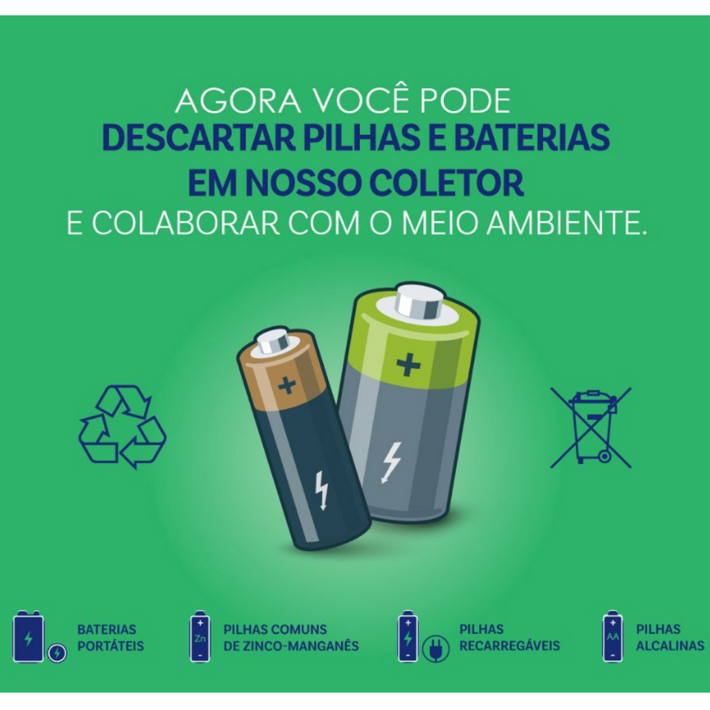 Lixeira Para Descarte de Pilhas e Baterias 15 Litros Inox