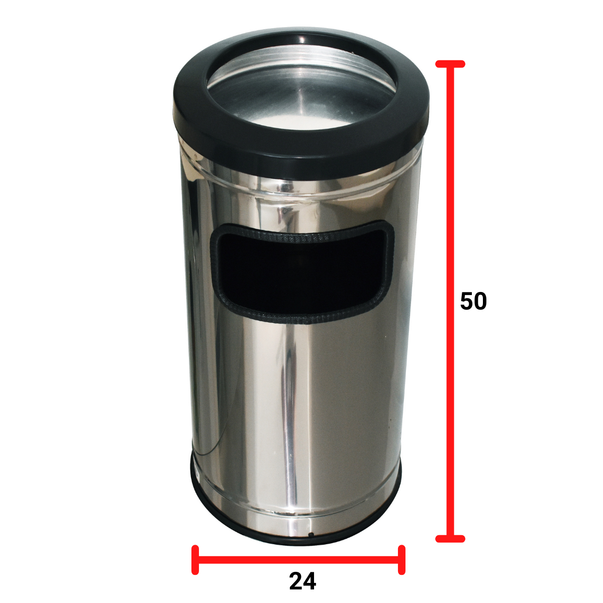 Lixeira Cinzeiro Inox C/ Aro Plástico 24CMX25L