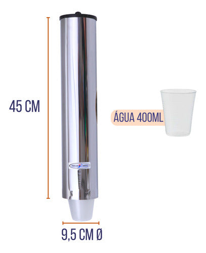 Kit Dispenser Porta Copos Descartável Inox 200/300/400/500ml