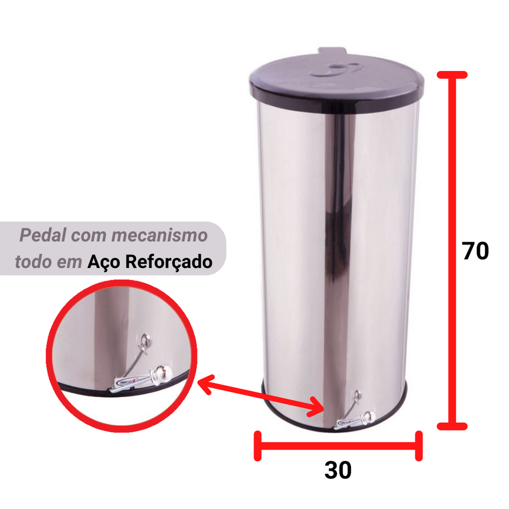 Lixeira Redonda C/ Pedal Esférico 50L