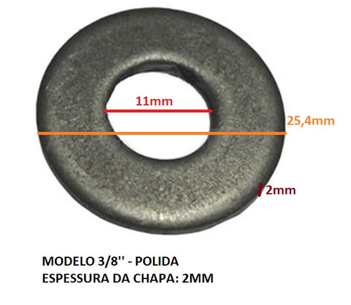 Arruela Polida 3/8" - 20 Peças