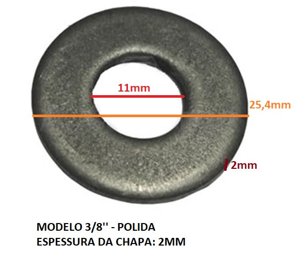 Arruela Polida 3/8" - 1 Kg