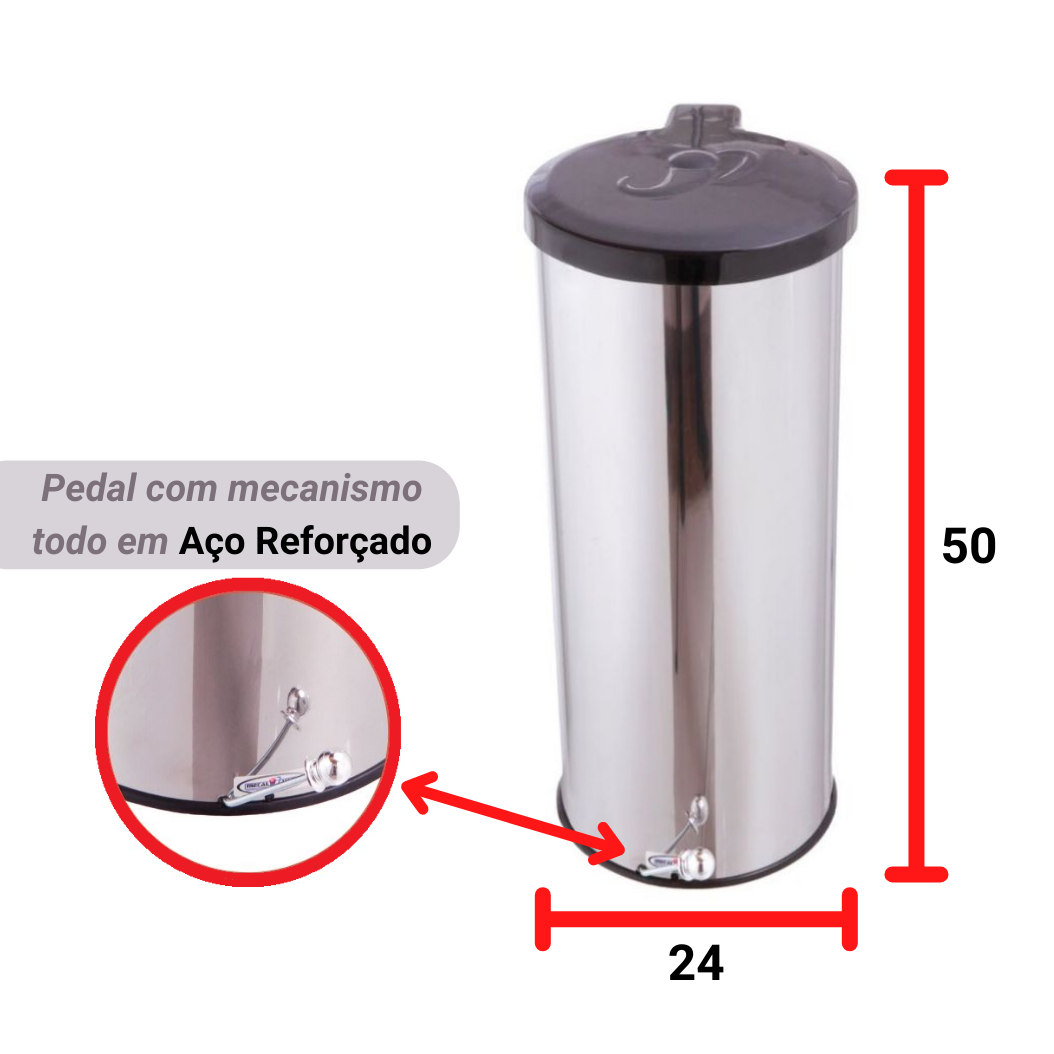 Lixeira Redonda C/ Pedal Esférico 25L
