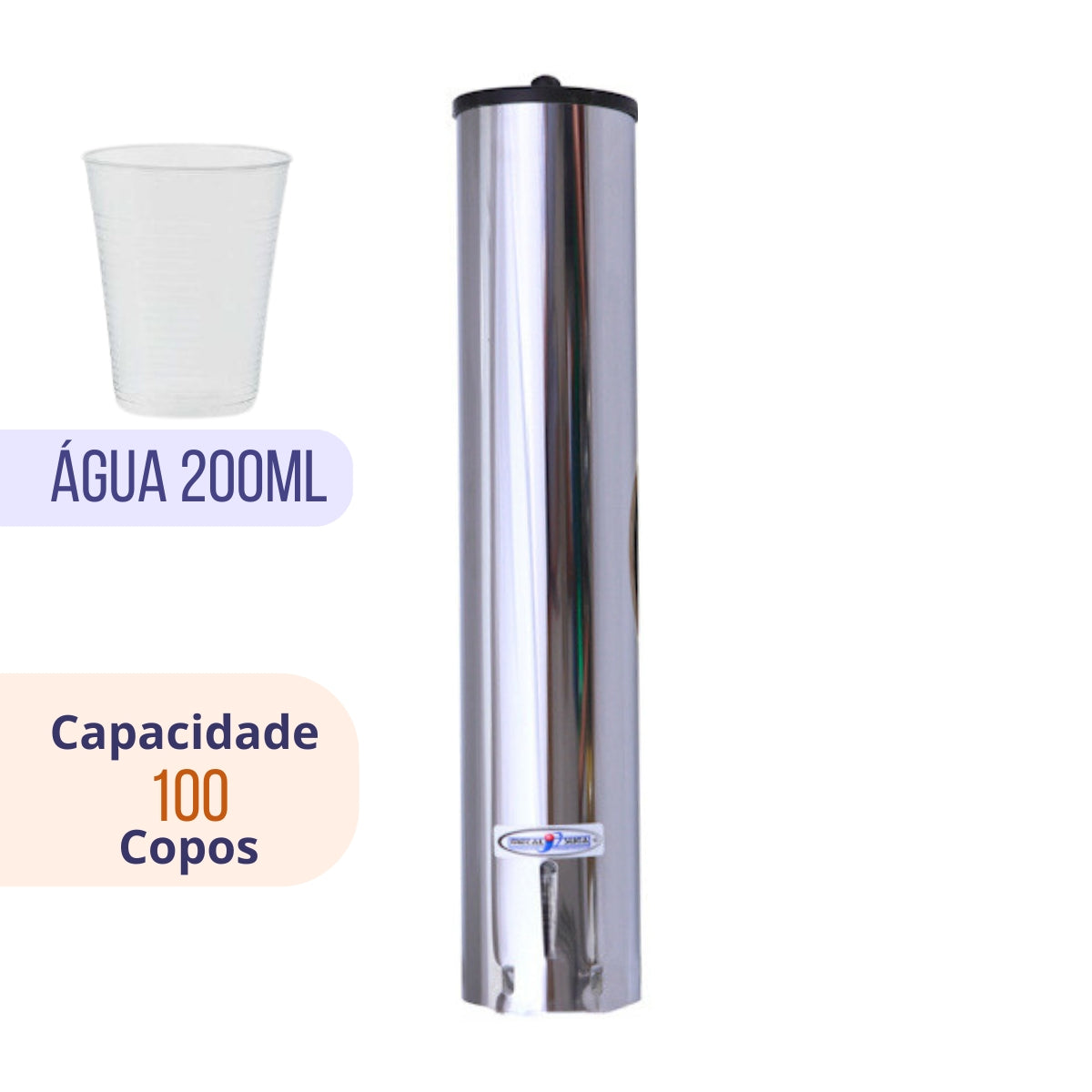 Kit 1 Coletor Individual Água PVC + 1 Dispenser Redondo 200ml Inox