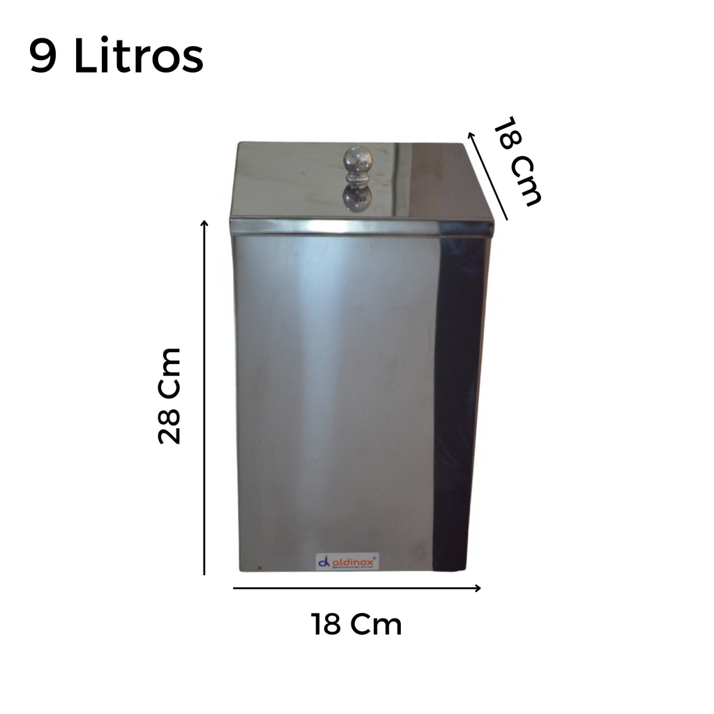Lixeira Lavabo Quadrada 18x18x28 - 9 Litros