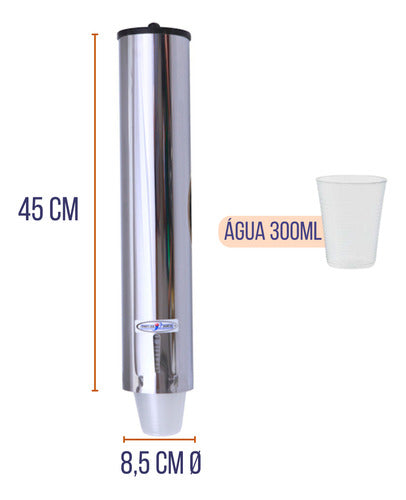 Kit Dispenser Porta Copos Descartável Inox 200/300/400/500ml