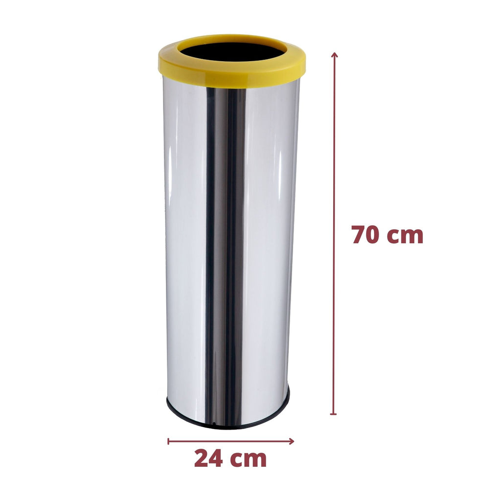 LIXEIRA INOX COM ARO PLASTICO CORES 24X70 30L MSP 603