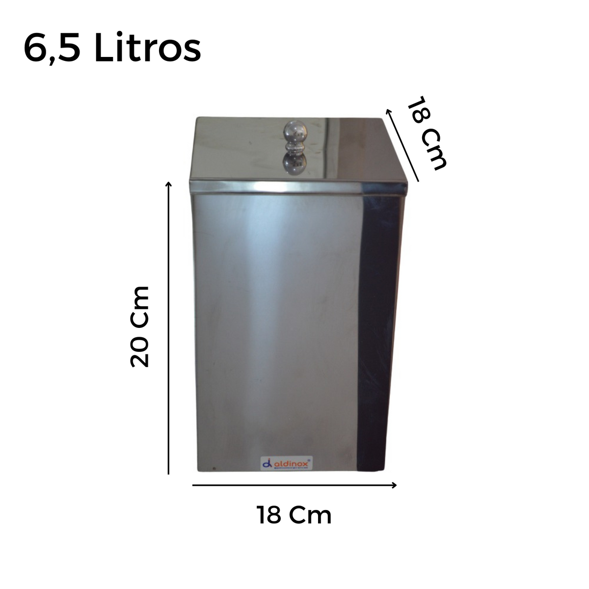 Lixeira Lavabo Quadrada 18x18x20 - 6,5 Litros